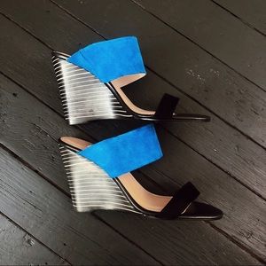 L’Agence Dual Strap Striped Wedge- NEW